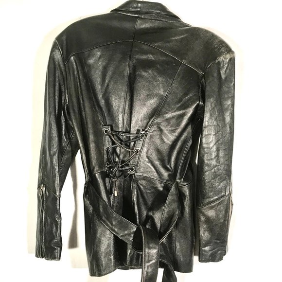 Pelle Studio Jackets & Blazers - Pelle Club Vintage Biker Fringe Tie Soft Black Jacket Size Medium Vtg